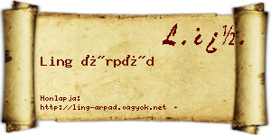 Ling Árpád névjegykártya